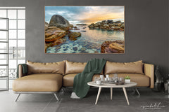 Ryno Botha, Canvas, large, print, art, seascape, sunset, ocean, beach, wood Frame, acrylic glass, perspex, South Africa
