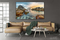 Ryno Botha, Canvas, large, print, art, seascape, sunset, ocean, beach, wood Frame, acrylic glass, perspex, South Africa