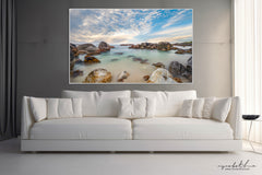 Ryno Botha, Canvas, large, print, art, seascape, sunset, ocean, beach, wood Frame, acrylic glass, perspex, South Africa, long exposure, Camps Bay