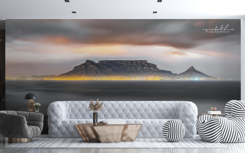 Ryno Botha, large, print, art, seascape, sunset, ocean, beach, abstract, minimal, Table Mountain, Cape Town, South Africa. 