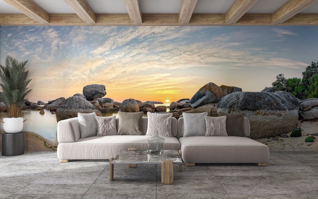 Ryno Botha, Wallpaper, large, print, art, seascape, sunrise, ocean, beach, rocks, camps bay, Cape Town, South Africa. 