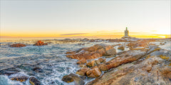 Ryno Botha, Canvas, large, print, art, seascape, sunset, ocean, beach, wood Frame, reflect, rocks, Light House, panorama, acrylic glass