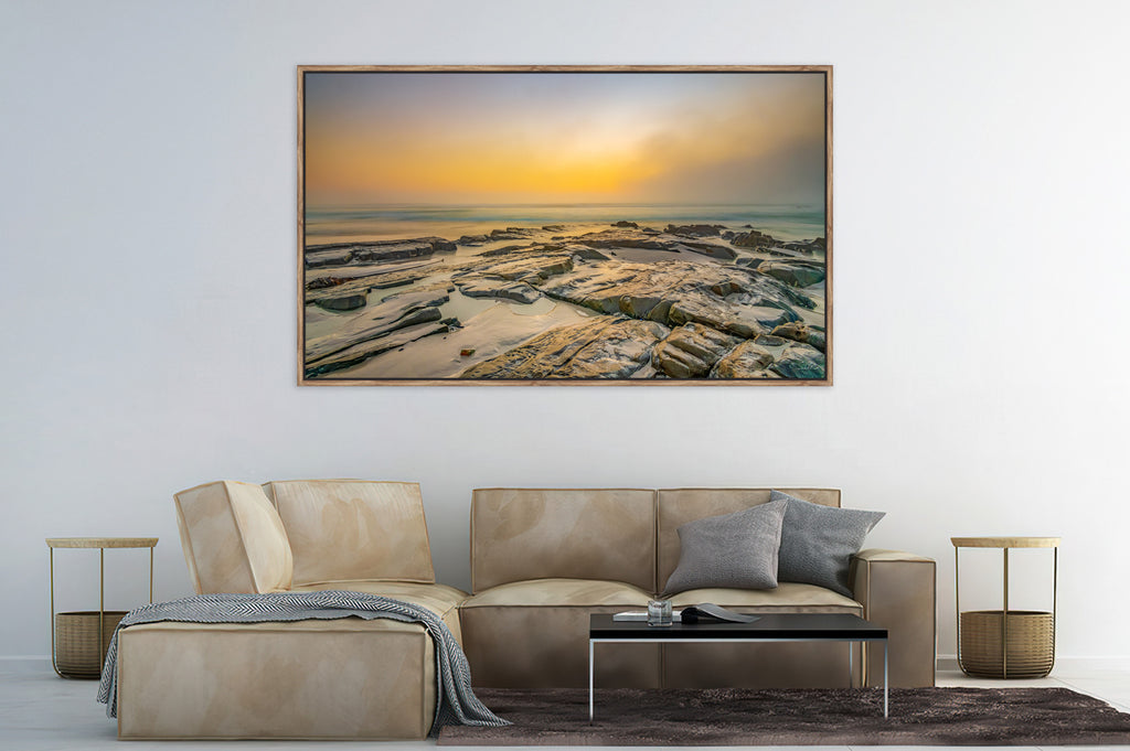 Ryno Botha, Canvas, large, print, art, seascape, sunset, ocean, beach, wood Frame, abstract, glass acrylic, perspex