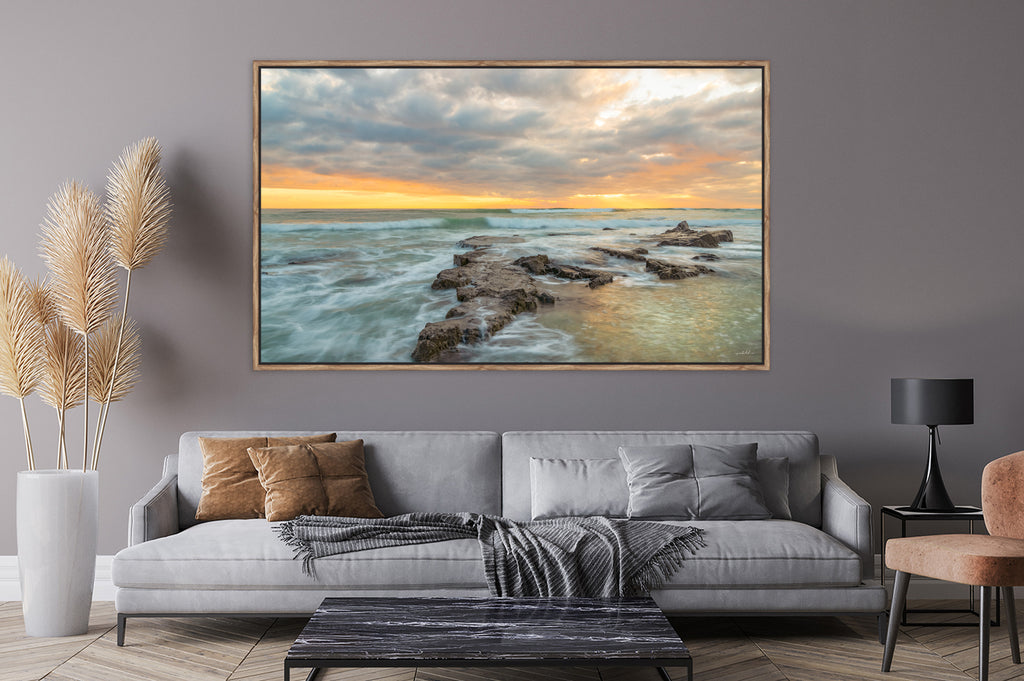 Ryno Botha, Canvas, large, print, art, seascape, sunset, ocean, beach, wood Frame, acrylic glass, perspex, South Africa