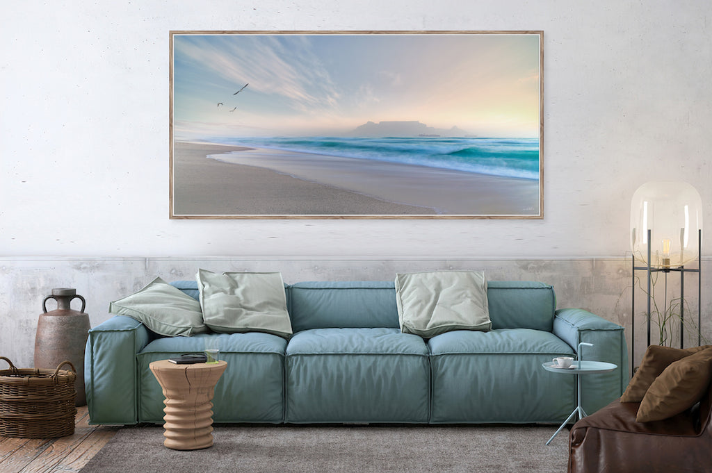 Ryno Botha, Canvas, large, print, art, seascape, sunset, ocean, beach, wood Frame, acrylic glass, perspex, minimal, seagulls, bird