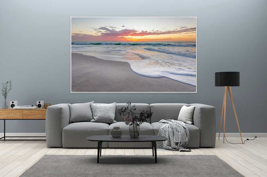 Ryno Botha, Canvas, large, print, art, seascape, sunset, ocean, beach, wood Frame