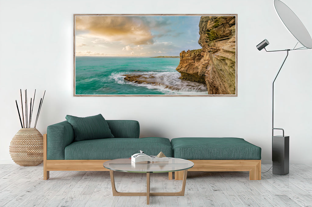 Ryno Botha, Canvas, large, print, art, seascape, sunset, ocean, beach, wood Frame, glass acrylic, perspex, rocks