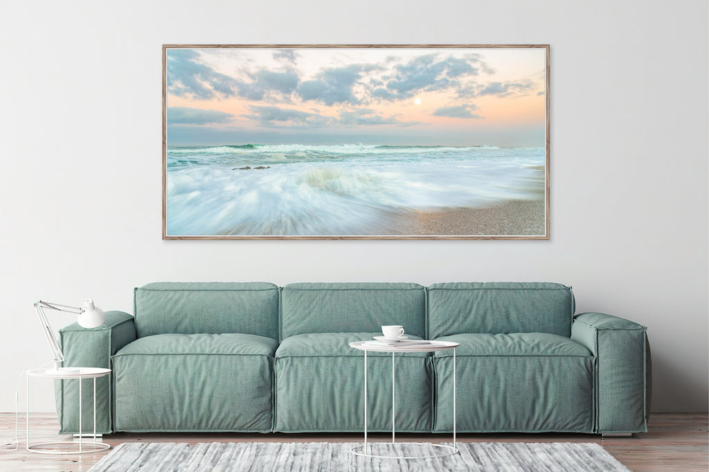 Ryno Botha, Canvas, large, print, art, seascape, sunset, ocean, beach, wood Frame, acrylic glass, perspex, serene, calm, minimal